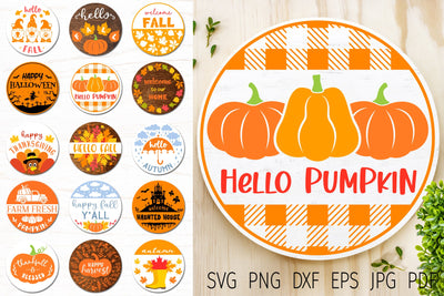 Fall round sign svg bundle, autumn rounds, welcome door sign SVG Digital Rainbow Shop 