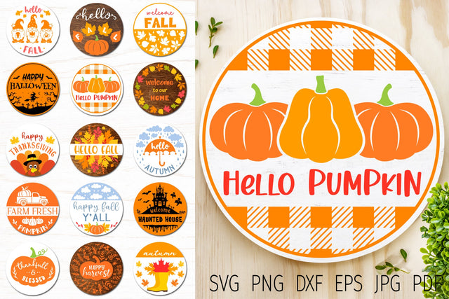Fall round sign svg bundle, autumn rounds, welcome door sign SVG Digital Rainbow Shop 