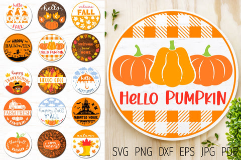 Fall round sign svg bundle, autumn rounds, welcome door sign SVG Digital Rainbow Shop 