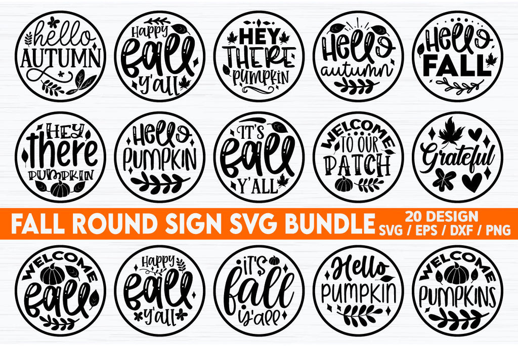 Round Fall Symbol Fall Round Sign SVG Bundle - So Fontsy