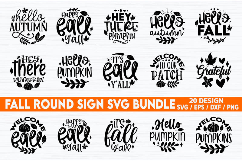 Fall Round Sign SVG Bundle - So Fontsy