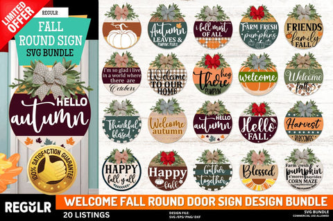 Fall Round Sign Svg Bundle SVG Regulrcrative 