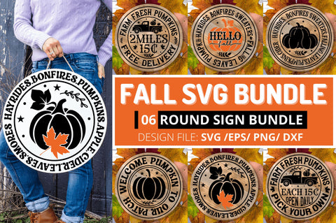 Fall Round Sign Svg Bundle SVG Regulrcrative 