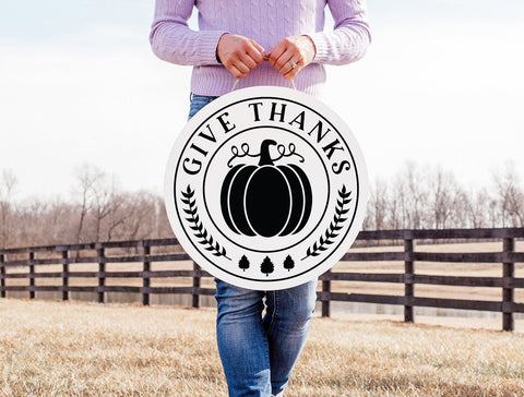 Fall Round Sign SVG - Give Thanks SVG SVG CraftLabSVG 