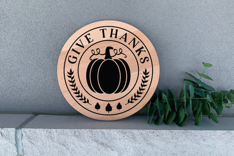 Fall Round Sign SVG - Give Thanks SVG SVG CraftLabSVG 