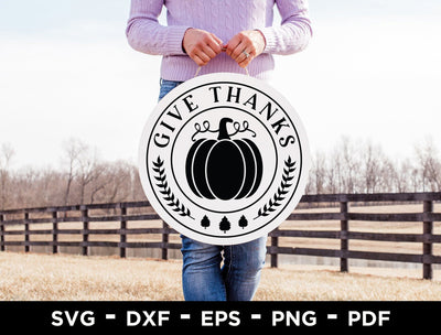 Fall Round Sign SVG - Give Thanks SVG SVG CraftLabSVG 