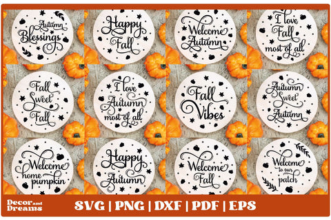 Fall Round Signs Bundle | Autumn Round Signs Bundle SVG Decor and Dreams 