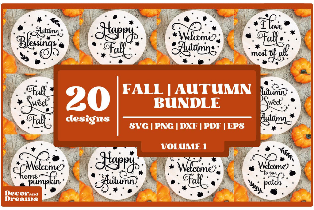 Fall Round Signs Bundle | Autumn Round Signs Bundle - So Fontsy