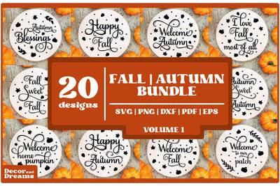 Fall Round Signs Bundle | Autumn Round Signs Bundle SVG Decor and Dreams 