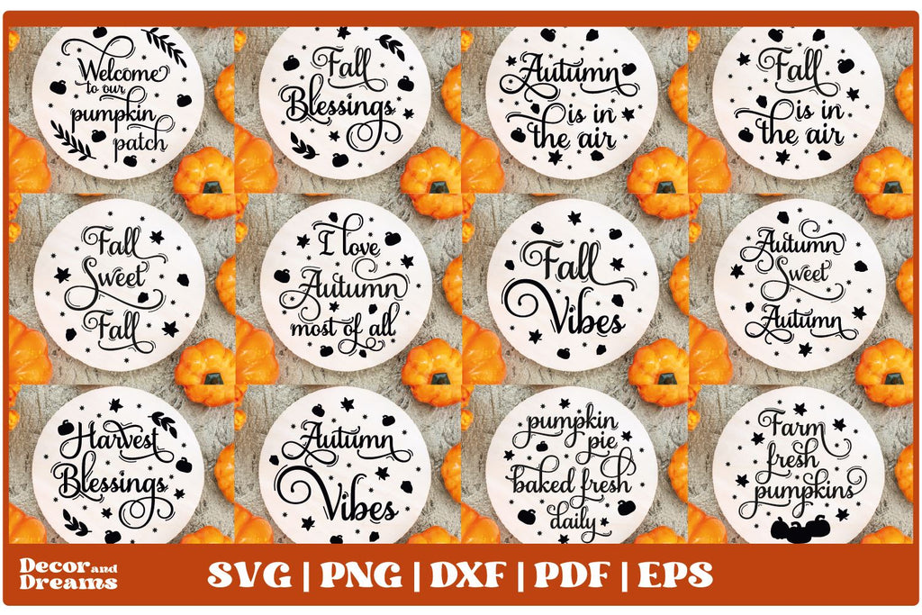 Fall Round Signs Bundle | Autumn Round Signs Bundle - So Fontsy