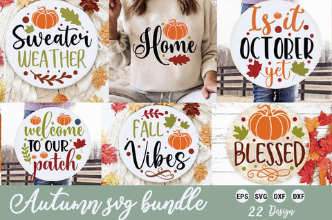 Fall Round Signs SVG Bundle Design, Autumn SVG Round Sign SVG FiveStarCrafting 