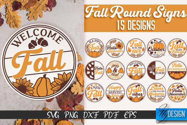 Fall Round Signs SVG | Fall Quotes Design SVG Fly Design 