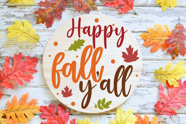Fall Round SVG Design Happy fall yall SVG FiveStarCrafting 