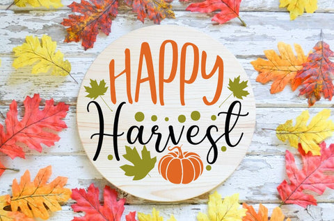 Fall Round SVG Design, happy hervest SVG FiveStarCrafting 