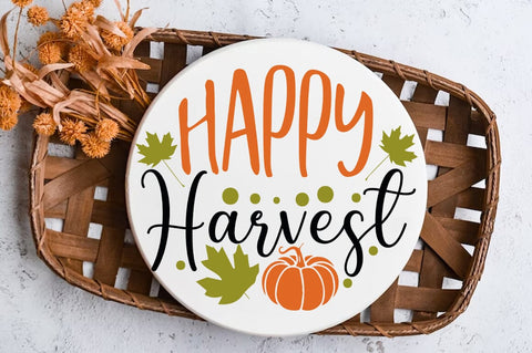 Fall Round SVG Design, happy hervest SVG FiveStarCrafting 