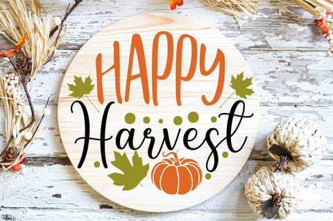 Fall Round SVG Design, happy hervest SVG FiveStarCrafting 