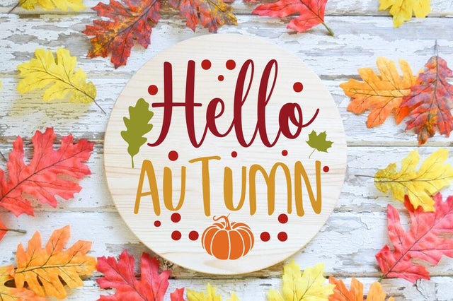 Fall Round SVG Design, hello autumn SVG FiveStarCrafting 