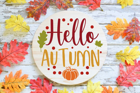Fall Round SVG Design, hello autumn SVG FiveStarCrafting 