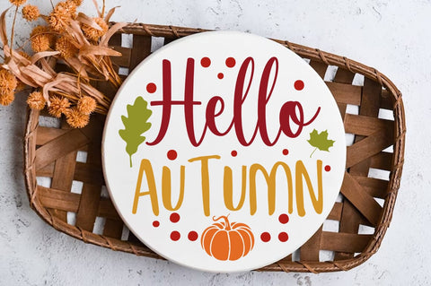 Fall Round SVG Design, hello autumn SVG FiveStarCrafting 