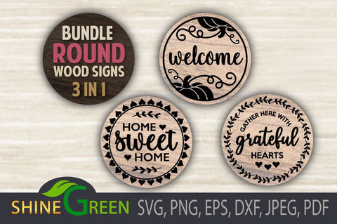 Fall Round Wood Signs Bundle SVG Designs SVG Shine Green Art 