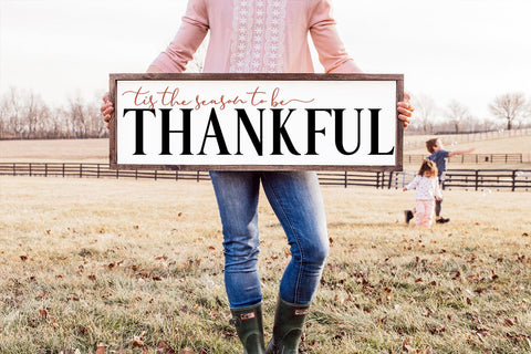 Fall Rustic Farmhouse Sign - Tis The Season To Be Thankful SVG Pickled Thistle Creative 