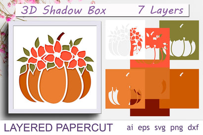 Fall shadow box svg, 3d papercut pumpkin, Thanksgiving layered decor 3D Paper AnastasiyaArtDesign 