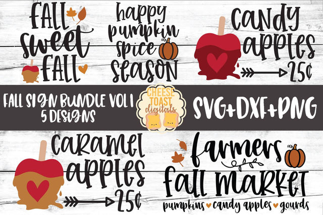 Fall Sign Bundle Vol 1 - Autumn SVG PNG DXF Cut Files SVG Cheese Toast Digitals