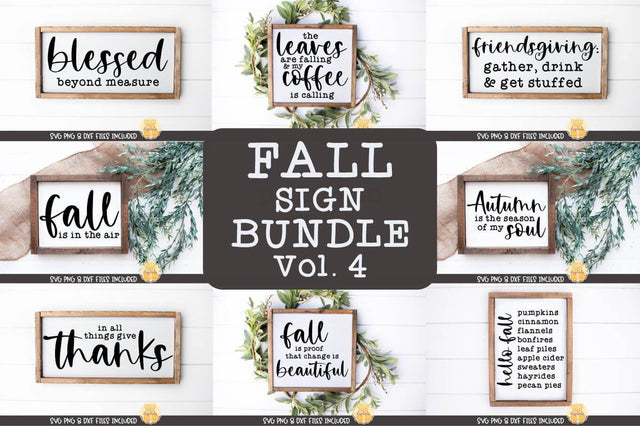 Fall Sign Bundle Vol 4 | Farmhouse Autumn SVG Files SVG Cheese Toast Digitals 