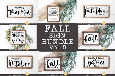 Fall Sign Bundle Vol 5 | Farmhouse Autumn SVG Files SVG Cheese Toast Digitals 