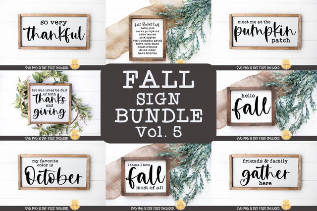 Fall Sign Bundle Vol 5 | Farmhouse Autumn SVG Files SVG Cheese Toast Digitals 