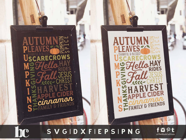 Fall Sign - Hello Fall | Thanksgiving sign cut file SVG TheBlackCatPrints 