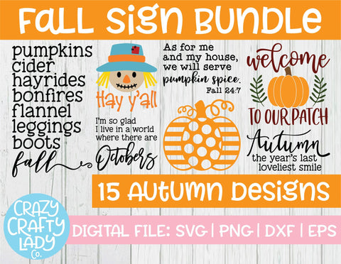 Fall Sign SVG Cut File Bundle SVG Crazy Crafty Lady Co. 