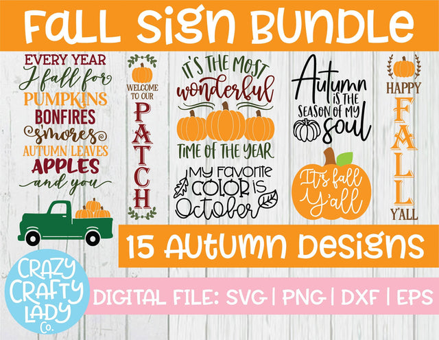 Fall Sign SVG Cut File Bundle SVG Crazy Crafty Lady Co. 