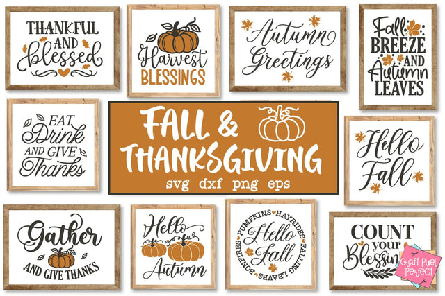 Fall Signs Bundle Svg, Autumn Sayings Svg, Thanksgiving Quotes Svg SVG Craft Pixel Perfect 