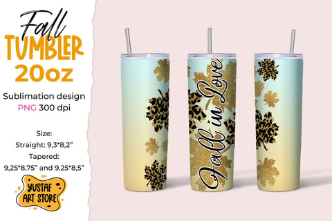Fall Skinny tumbler sublimation design "Fall in love" Sublimation Yustaf Art Store 