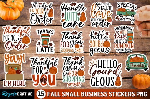Fall Small Business Png Stickers Bundle Sublimation Regulrcrative 