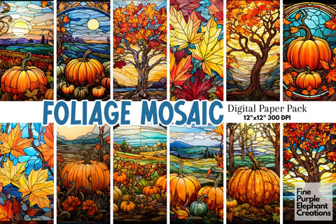 Fall Stained Glass | Halloween Sublimation Digital Pattern Fine Purple Elephant Creations 