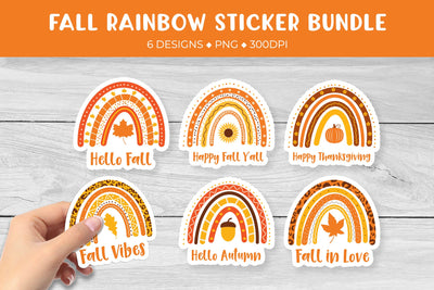 Fall sticker bundle. Autumn rainbow stickers printable. Sublimation LaBelezoka 