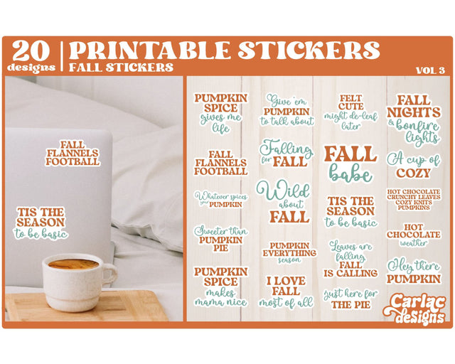 Fall sticker Bundle | Funny Fall Sticker Bundle | Vol 3 Sublimation Carla C Designs 