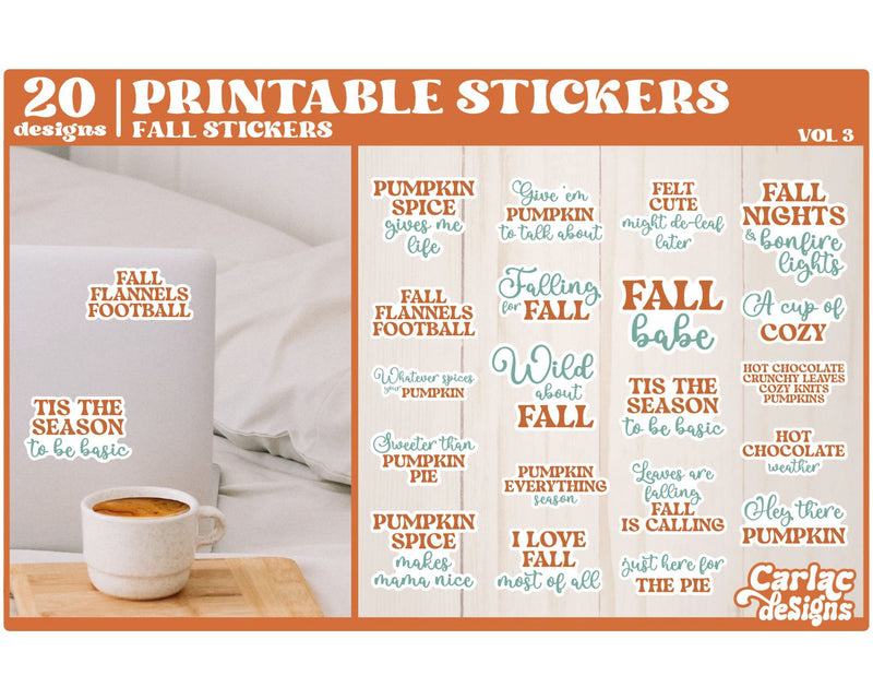 Fall sticker Bundle | Funny Fall Sticker Bundle | Vol 3 Sublimation Carla C Designs 
