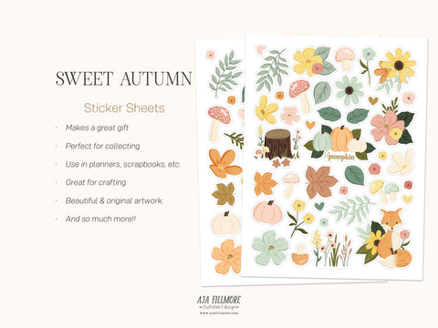 Fall Sticker Sheet Set SVG Aja Nicole Designs 