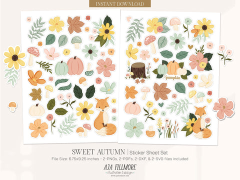 Fall Sticker Sheet Set SVG Aja Nicole Designs 