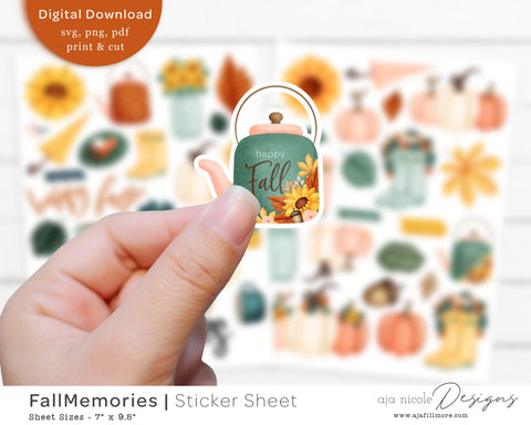 Fall Sticker Sheet SVG Aja Nicole Designs 