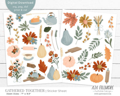 Fall Sticker Sheet SVG Aja Nicole Designs 