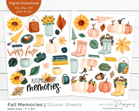 Fall Sticker Sheet SVG Aja Nicole Designs 