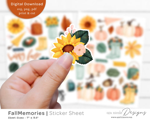Fall Sticker Sheet SVG Aja Nicole Designs 