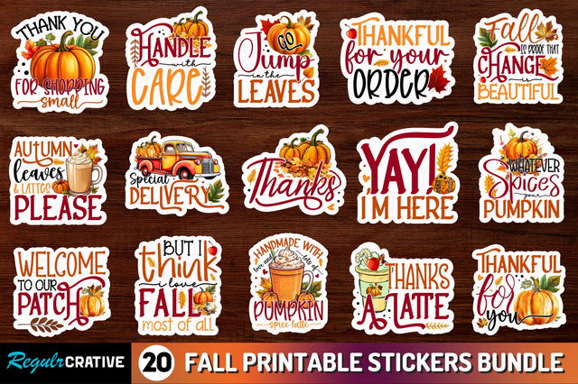 Fall Stickers Bundle Sublimation Regulrcrative 