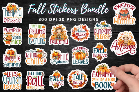 Fall Stickers Bundle Sublimation Regulrcrative 