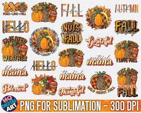 Fall Sublimation Bundle PNG | 22 designs Sublimation HQDigitalArt 