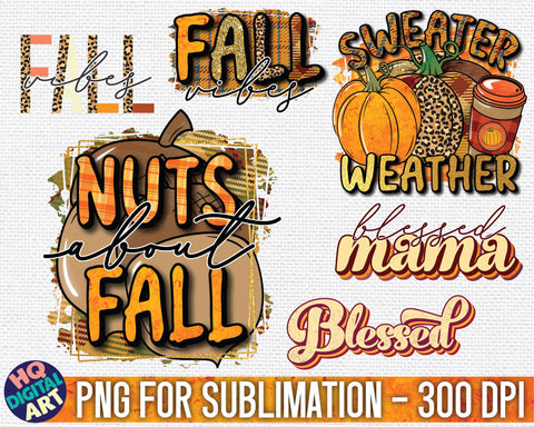 Fall Sublimation Bundle PNG | 22 designs Sublimation HQDigitalArt 